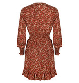 Lofty Manner Roestbruine Bloemenprint Jurk Ava