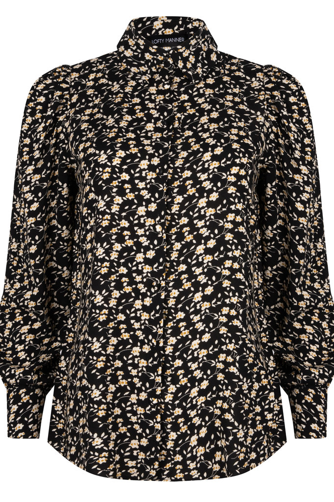 Lofty Manner Zwarte Bloemenprint Blouse Julie