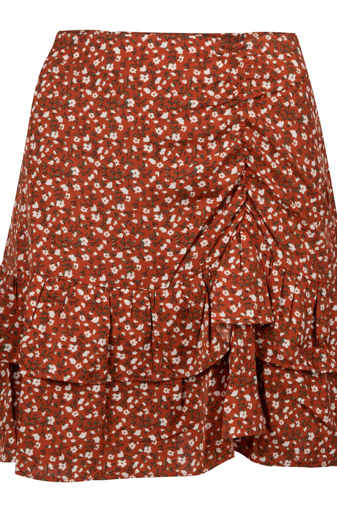 Lofty Manner Orange Floral Print Mini Skirt Ciara