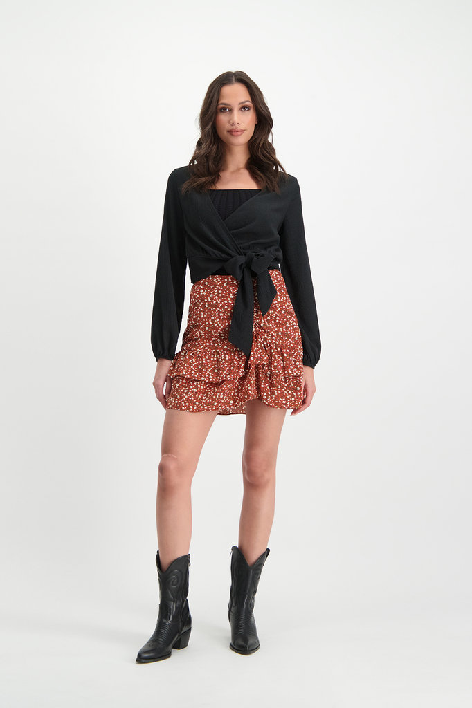 Lofty Manner Orange Floral Print Mini Skirt Ciara