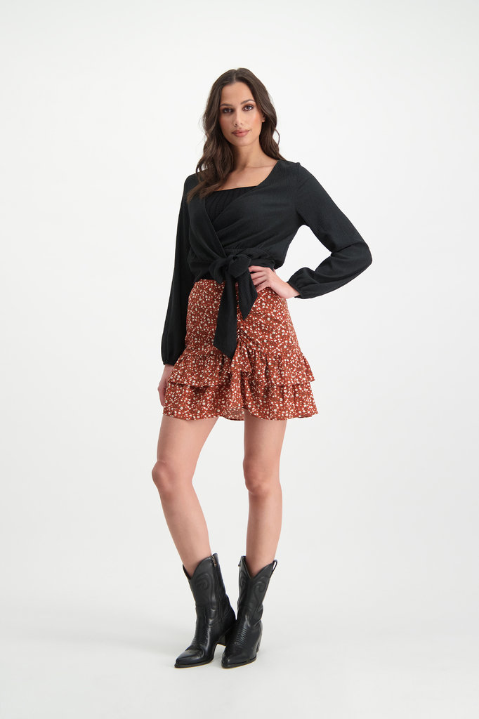 Lofty Manner Oranje Bloemenprint Mini Rok Ciara