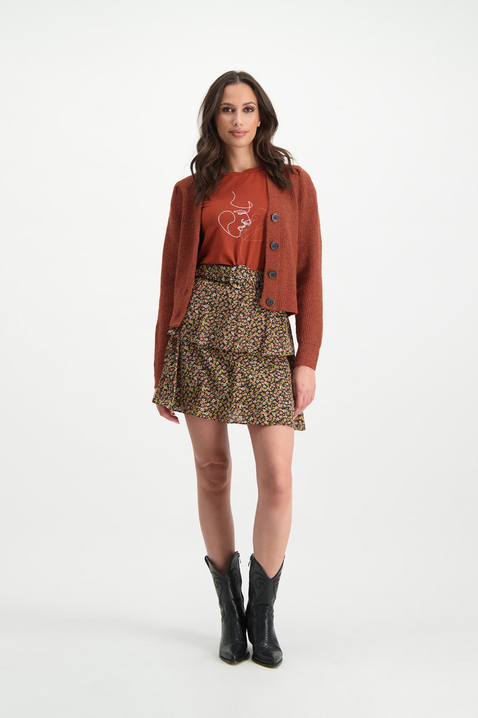 Lofty Manner Colored Floral Print Skirt Jazz