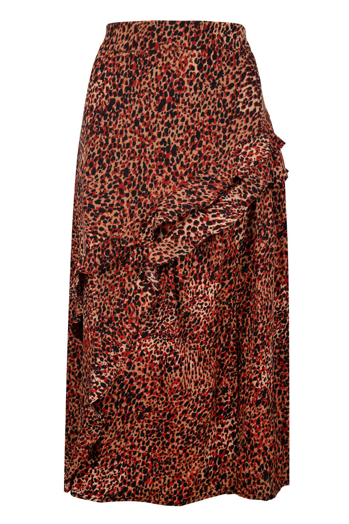 Lofty Manner Red Panther Print Maxi Skirt Evelyne