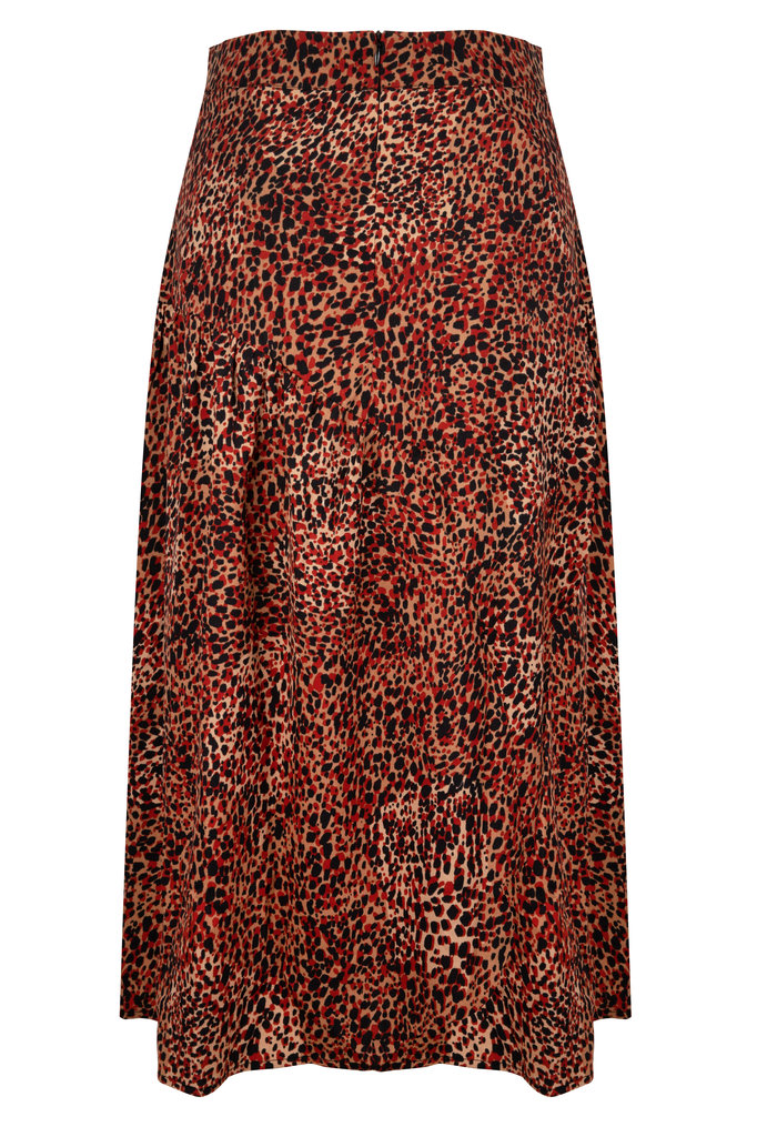 Lofty Manner Red Panther Print Maxi Skirt Evelyne