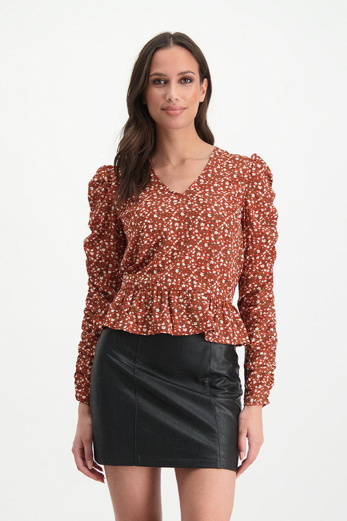 Lofty Manner Orange Floral Print Top Assiya
