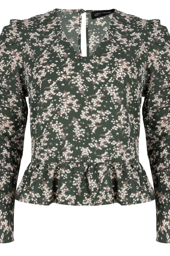 Lofty Manner Green Floral Print Top Assiya
