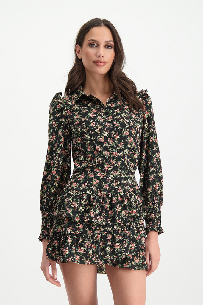 Lofty Manner Pink-Black Floral Print Top Mayra