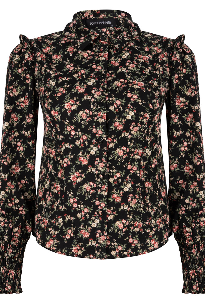Lofty Manner Pink-Black Floral Print Top Mayra