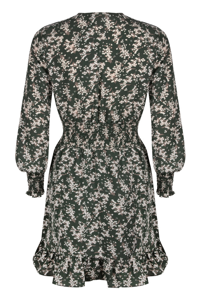 Lofty Manner Groene jurk met bloemenprint Ava