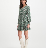 Lofty Manner Groene jurk met bloemenprint Ava