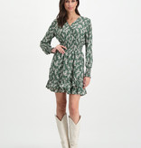 Lofty Manner Groene jurk met bloemenprint Ava