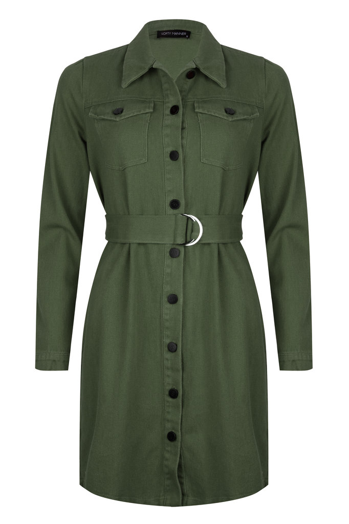 Lofty Manner Green Denim Dress Jessie