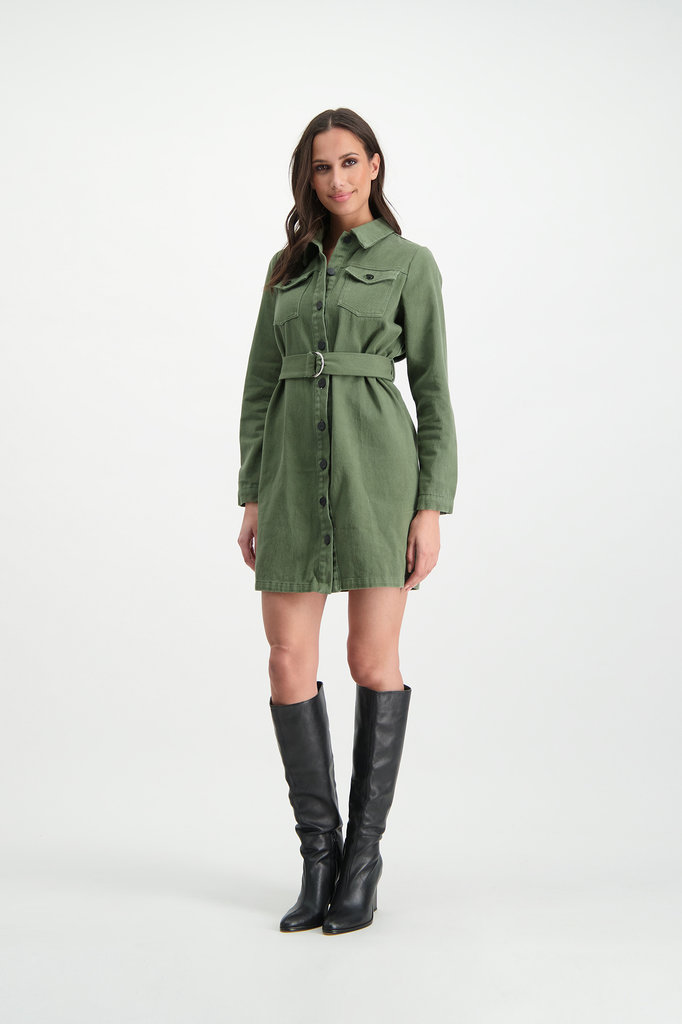 Lofty Manner Green Denim Dress Jessie