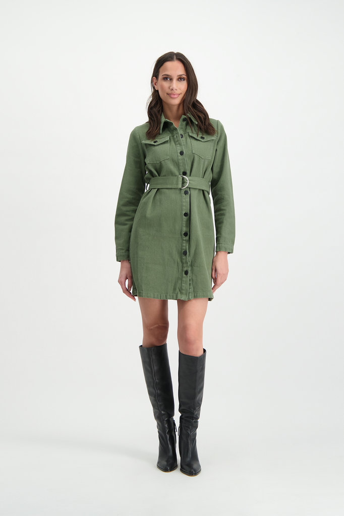 Lofty Manner Green Denim Dress Jessie