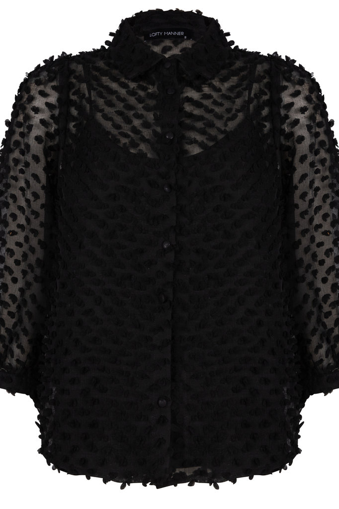 Lofty Manner Black Puff Sleeve Blouse Bowie