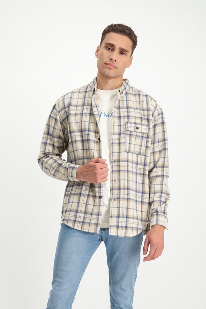 Lofty Manner Blauw-wit Shirt Fransisco