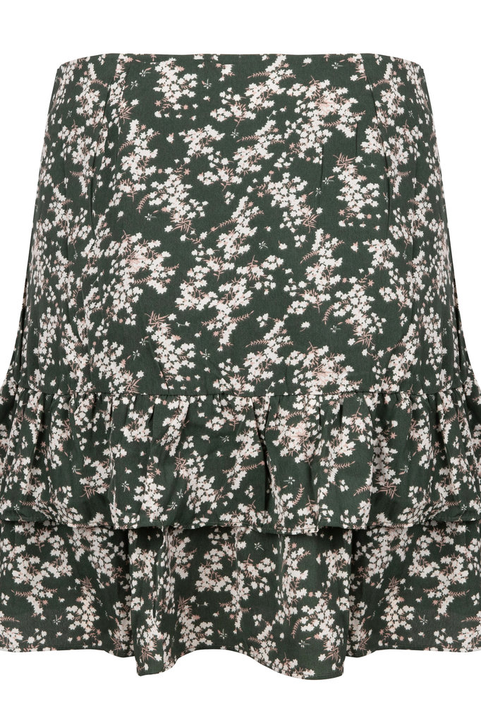 Lofty Manner Green Floral Print Mini Skirt Ciara