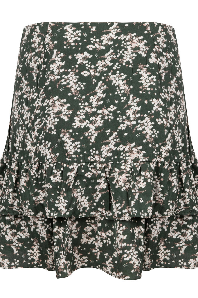 Lofty Manner Groene Bloemenprint Mini Rok Ciara