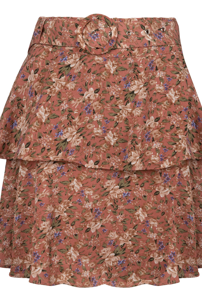 Lofty Manner Pink Floral Print Skirt Jazz