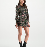 Lofty Manner Black-Pink Floral Print Skirt Ivana