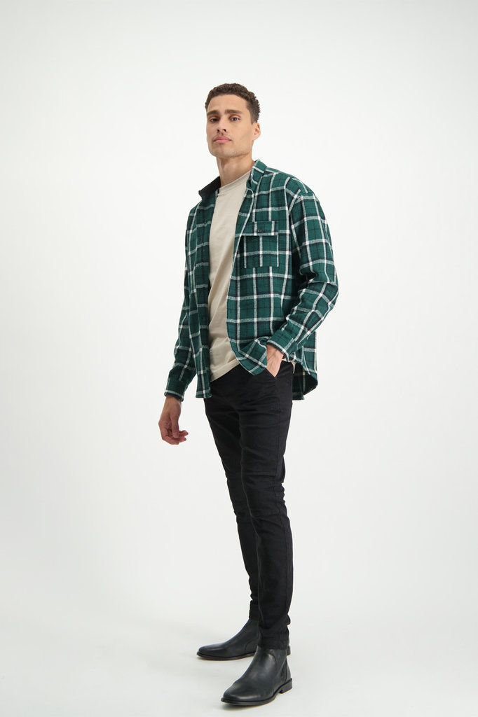 Lofty Manner Groen-wit Shirt Fransisco