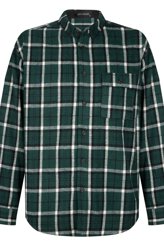 Lofty Manner Groen-wit Shirt Fransisco