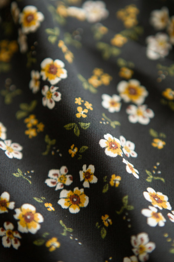 Lofty Manner Black & Yellow Floral Print Skirt Ivana