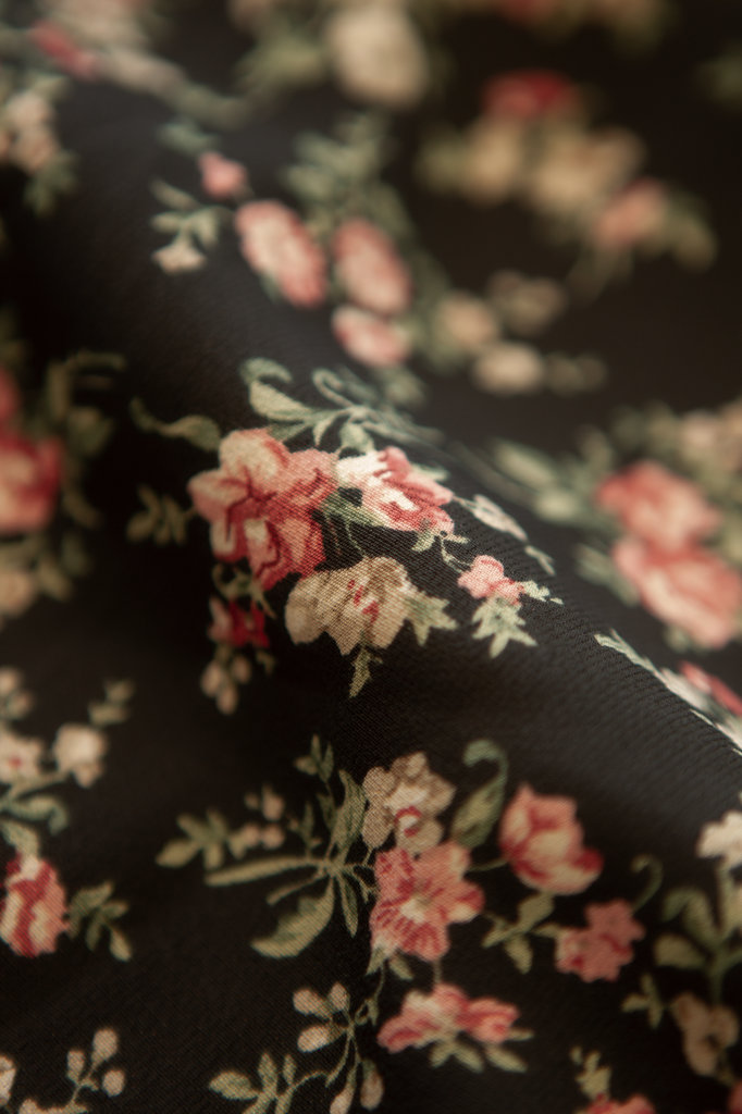 Lofty Manner Black-Pink Floral Print Skirt Ivana