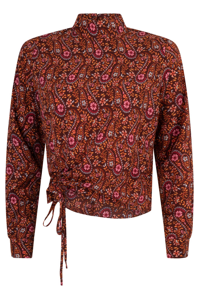 Lofty Manner Red Orange Floral Print Top Joella