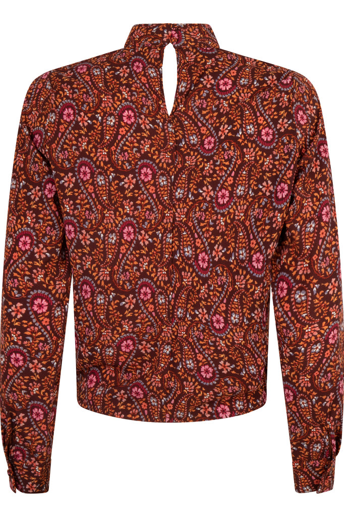 Lofty Manner Red Orange Floral Print Top Joella