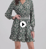 Lofty Manner Groene jurk met bloemenprint Ava