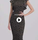 Lofty Manner Lange Zwarte Bloemenprint Jurk Celia