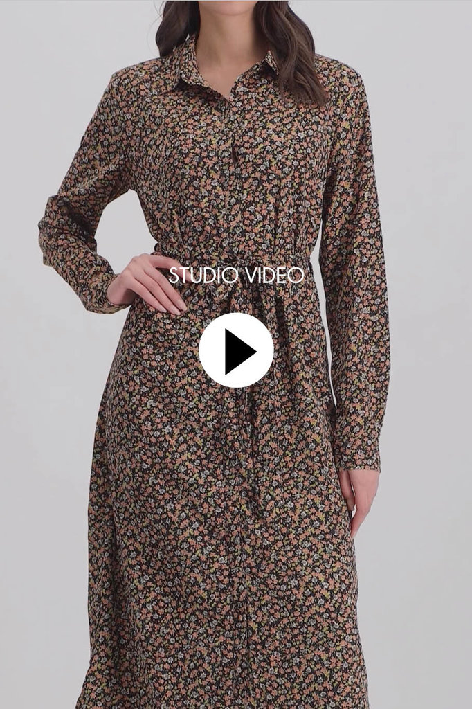 Lofty Manner Zwarte Bloemenprint Maxi-Jurk Daisy