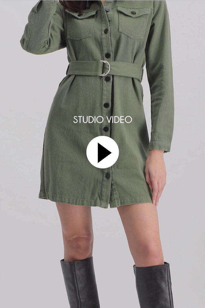 Lofty Manner Green Denim Dress Jessie