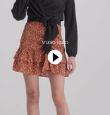 Lofty Manner Oranje Bloemenprint Mini Rok Ciara