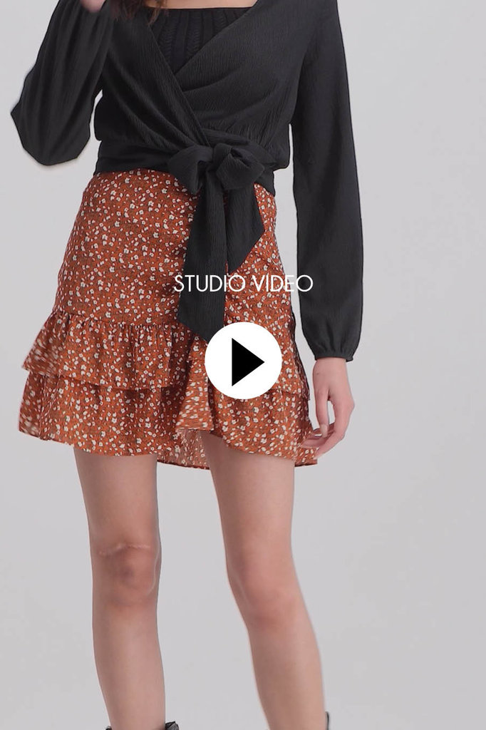 Lofty Manner Oranje Bloemenprint Mini Rok Ciara