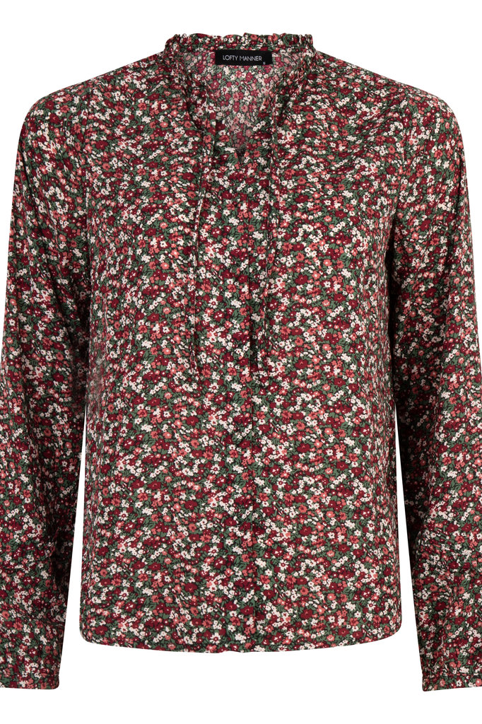 Lofty Manner Dark Red Floral Print Blouse Manon