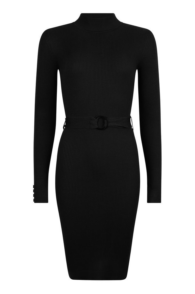 Lofty Manner Black Midi Dress Yelena