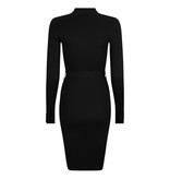 Lofty Manner Black Midi Dress Yelena
