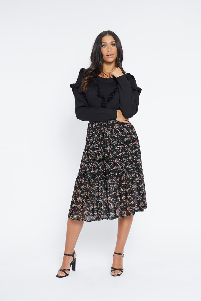 Lofty Manner Black Midi Skirt Madelon