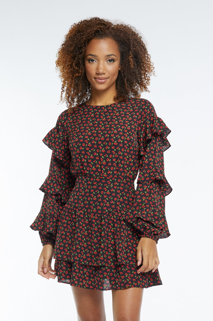 Lofty Manner Black Red Floral Print Top Louise