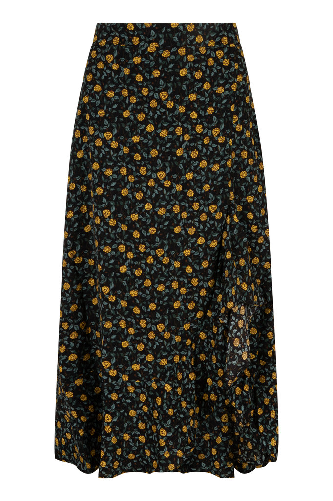 Lofty Manner Yellow black floral print Skirt Fabienne