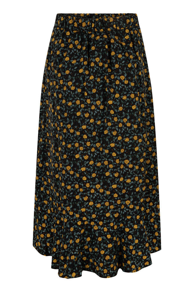 Lofty Manner Yellow black floral print Skirt Fabienne