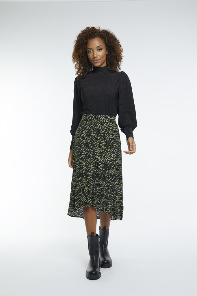 Lofty Manner Black Green Midi Skirt Camille