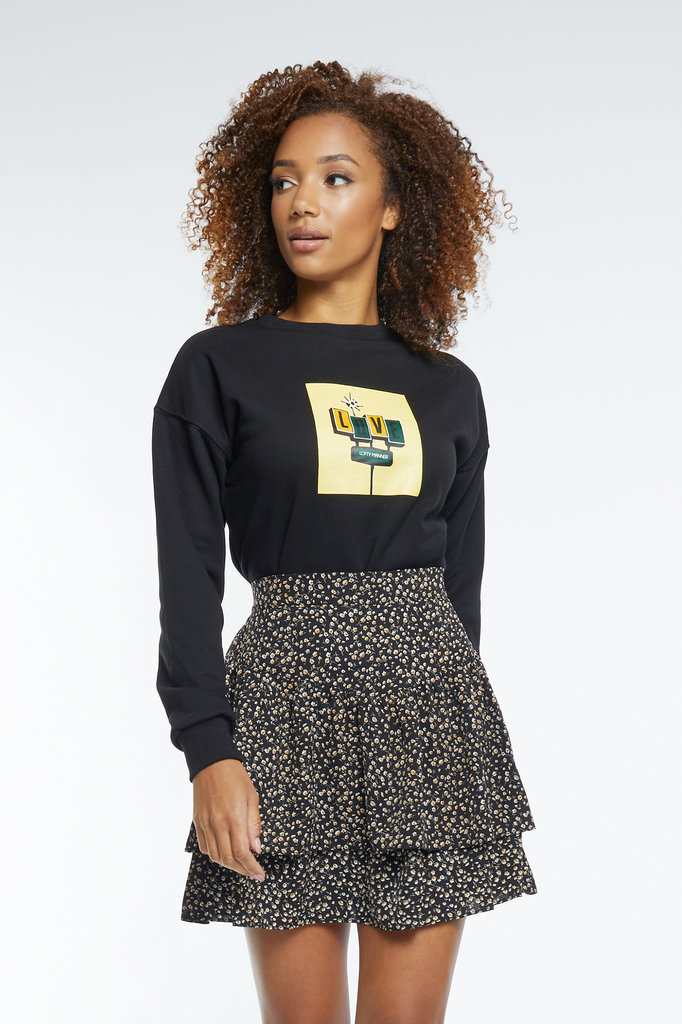 Lofty Manner Black sweater with yellow print Odette