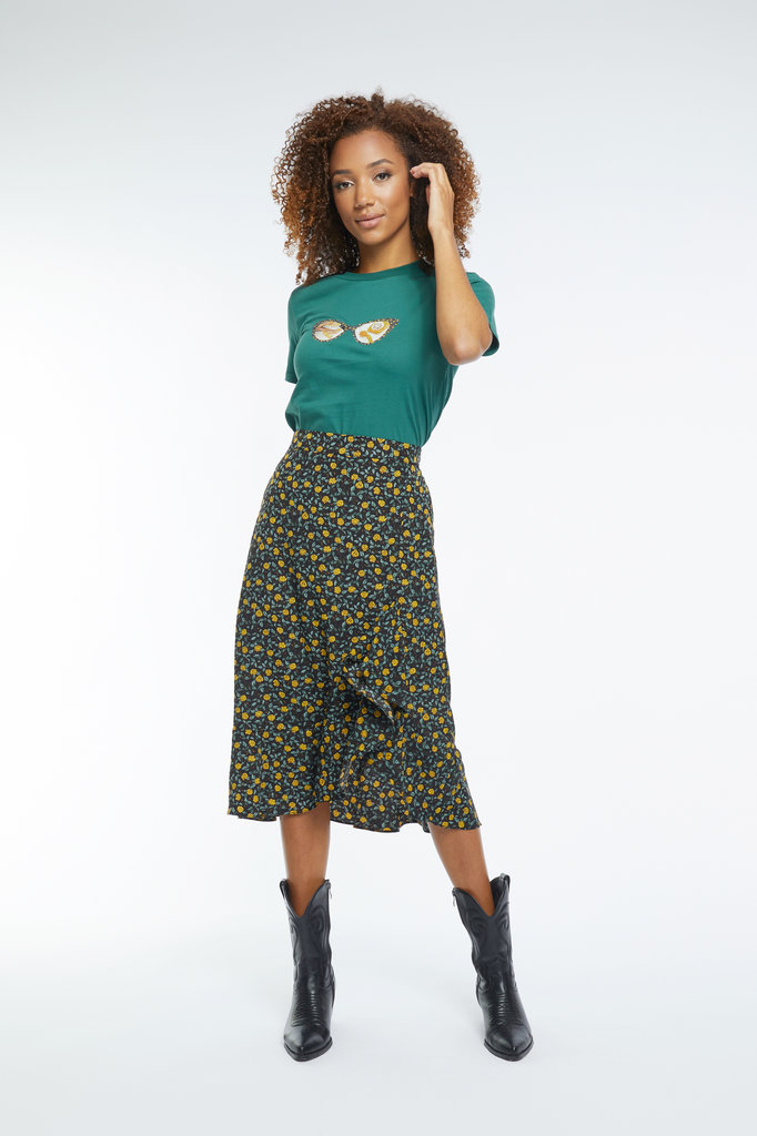 Lofty Manner Yellow black floral print Skirt Fabienne