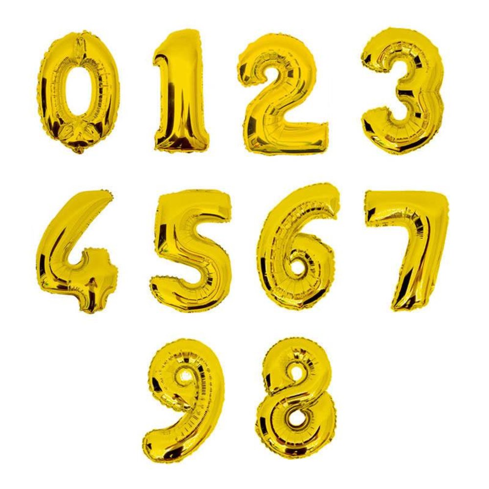 Mini Cijfer Folieballon 0 t/m 9 Goud (per stuk) - 33 tot 35 cm