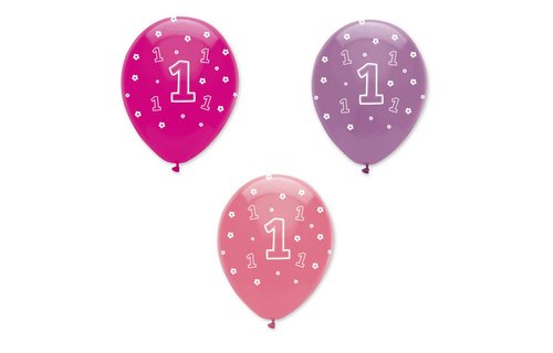 1 Jaar Ballonnen Meisje - 6 stuks - 30 cm