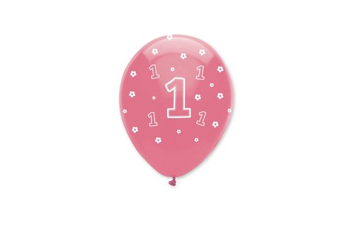 1 Jaar Ballonnen Meisje - 6 stuks - 30 cm