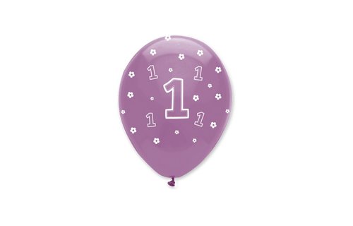1 Jaar Ballonnen Meisje - 6 stuks - 30 cm